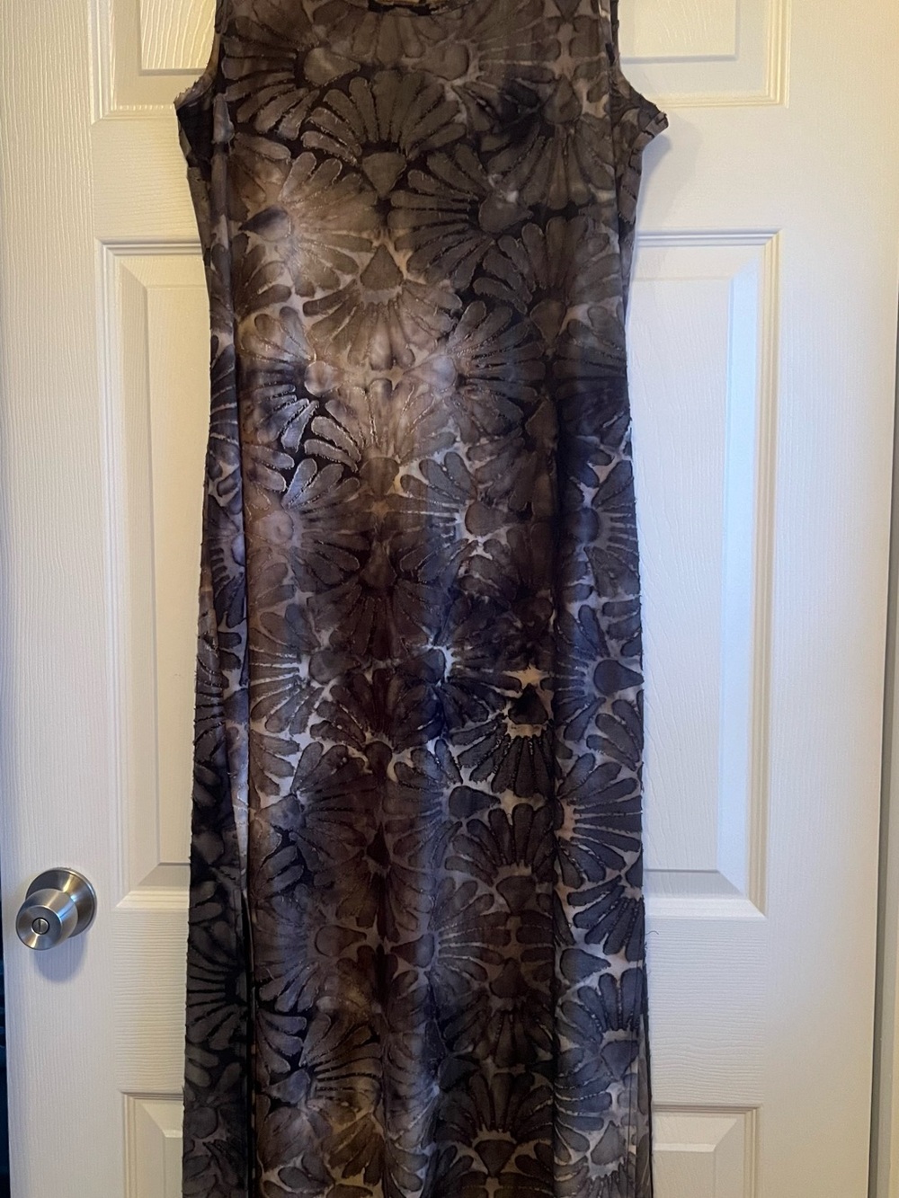 Nina Leonard Sleeveless Burnout Tie-Dye Maxi Dress